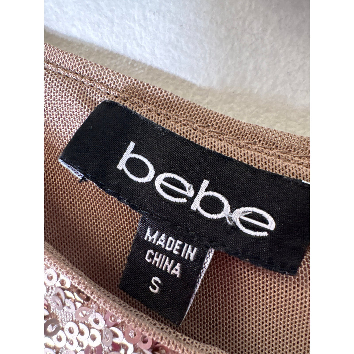bebe Gold Pewter Cap Sleeve Sequin Special Occasion Top Sz S