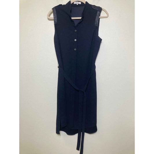 Parker Black Sleeveless Button Up Knee Length Dress Sz S