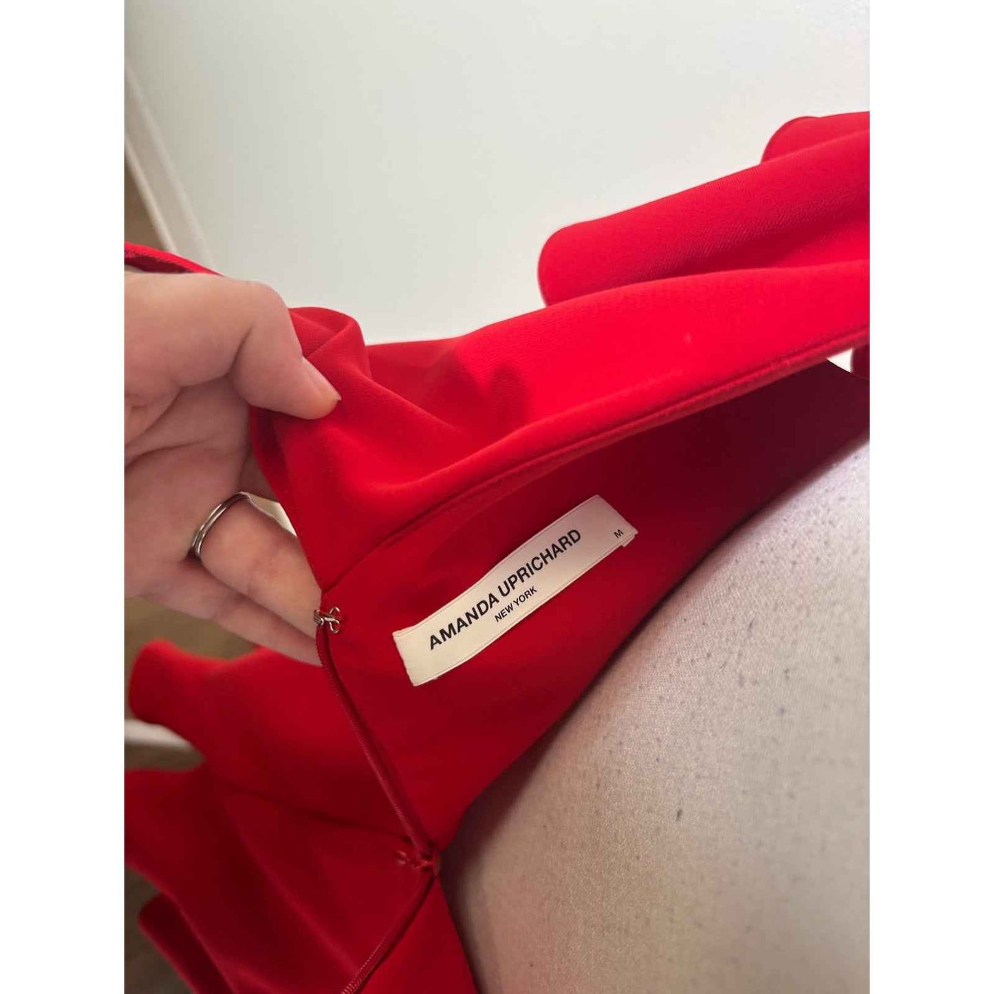 Amanda Uprichard Red One Shoulder Ruffle Mini Cocktail Dress Sz M