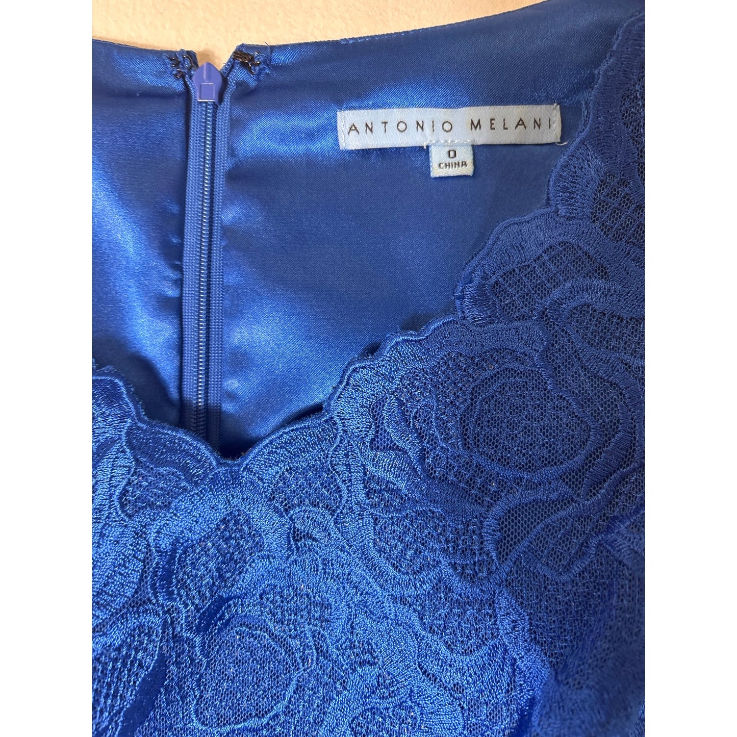 Antonio Melani Electric Blue Cap Sleeve Midi Sheath Dress Sz 0