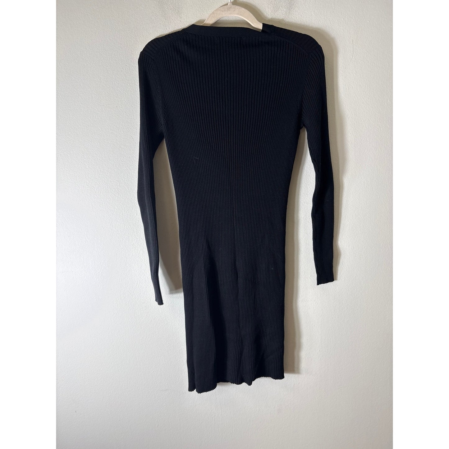 Casual Corner Black Ribbed Long Cardigan Sweater Sz S