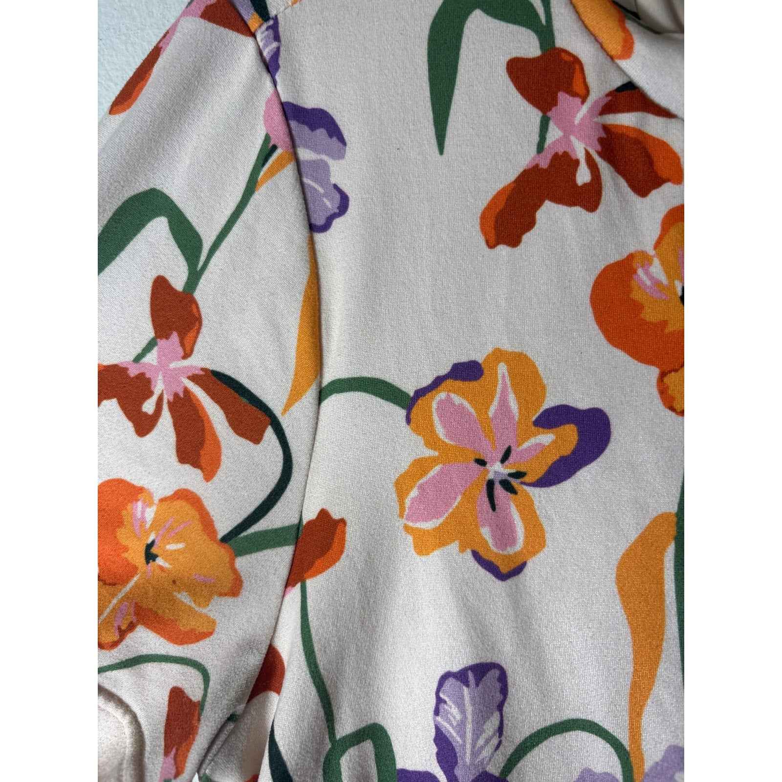 Hutch Multicolor Floral Blouson Short Sleeve Knee Midi Dress Sz M