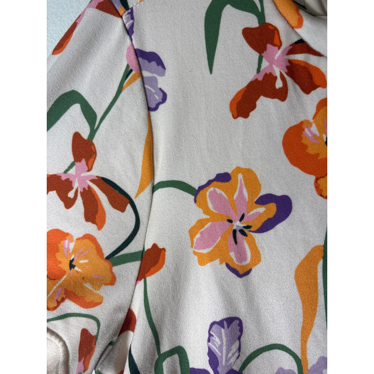 Hutch Multicolor Floral Blouson Short Sleeve Knee Midi Dress Sz M