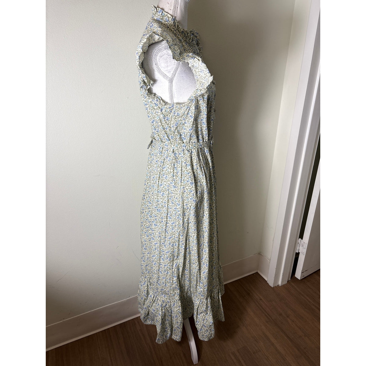 Tillie Palm Beach Blue Sage Floral Flutter Sleeve Button Up Maxi Dress Sz XL