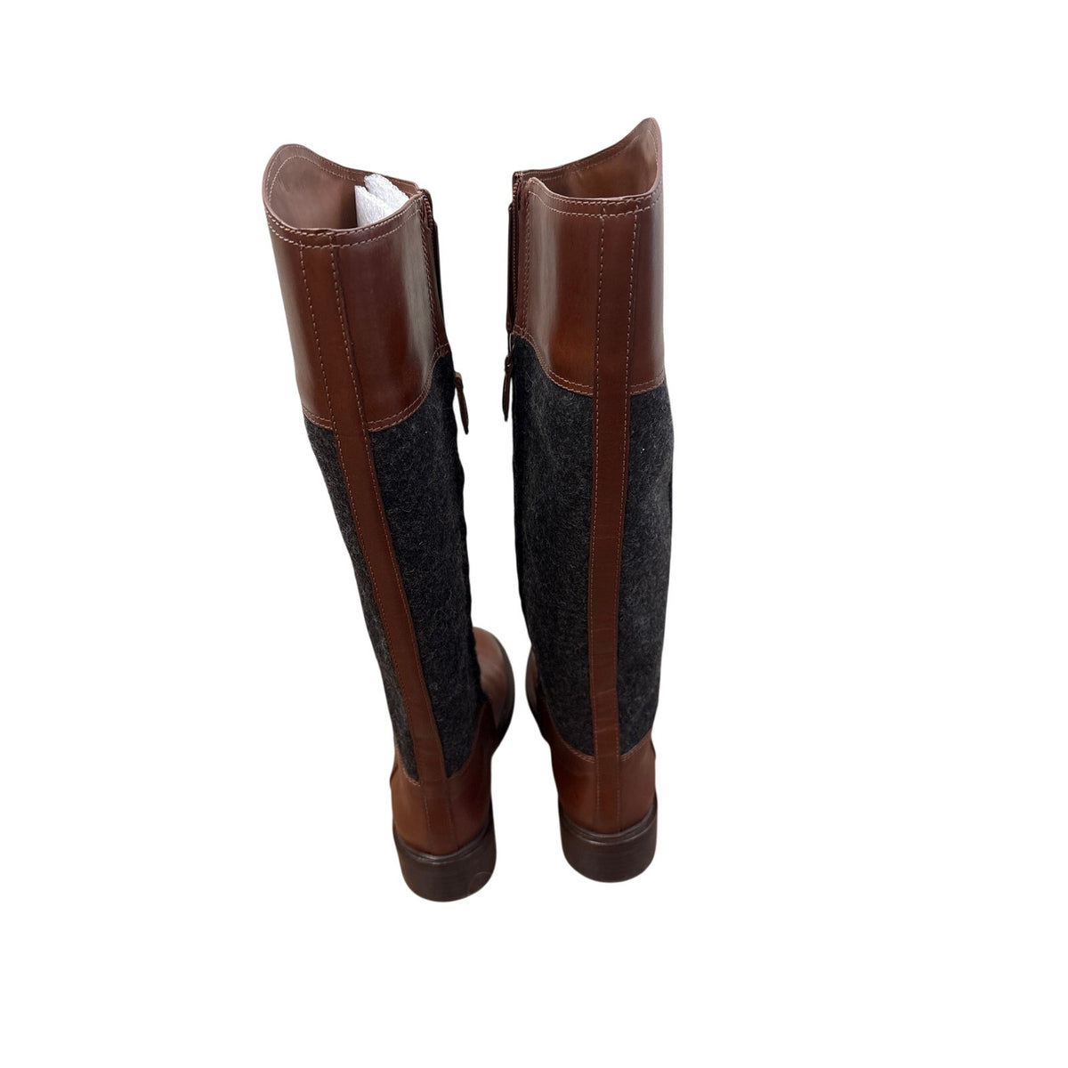Tory Burch Brown and Charcoal Mixed Media Lowell Riding Boots Sz 8