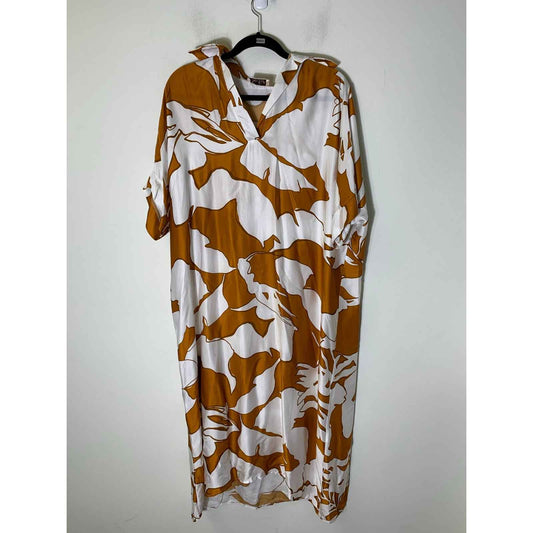 Sofia (Made in Italy) Pink Tan Tie Dye Sleeveless Tiered Maxi Dress Sz M