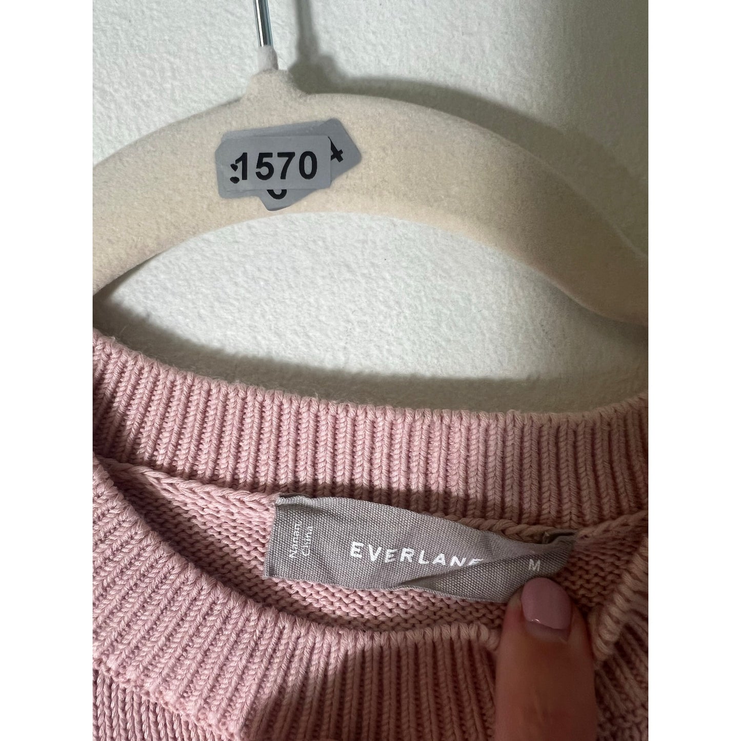 Everlane Pink Long Sleeve Cotton Sweater Sz M