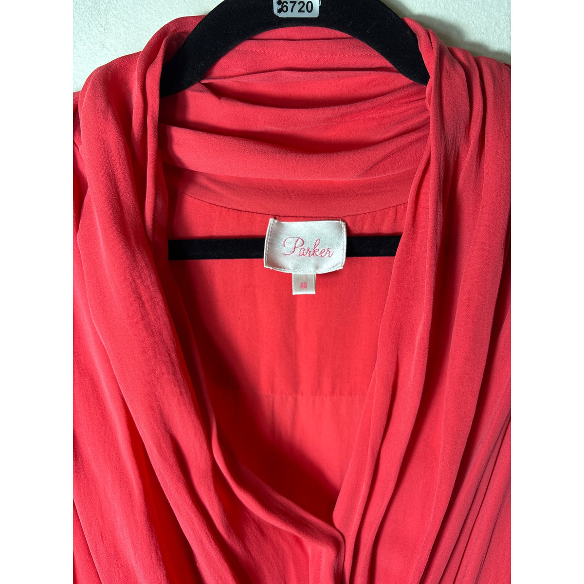 Parker Pinkish Red Sleeveless Knee Length Silk Dress Sz M