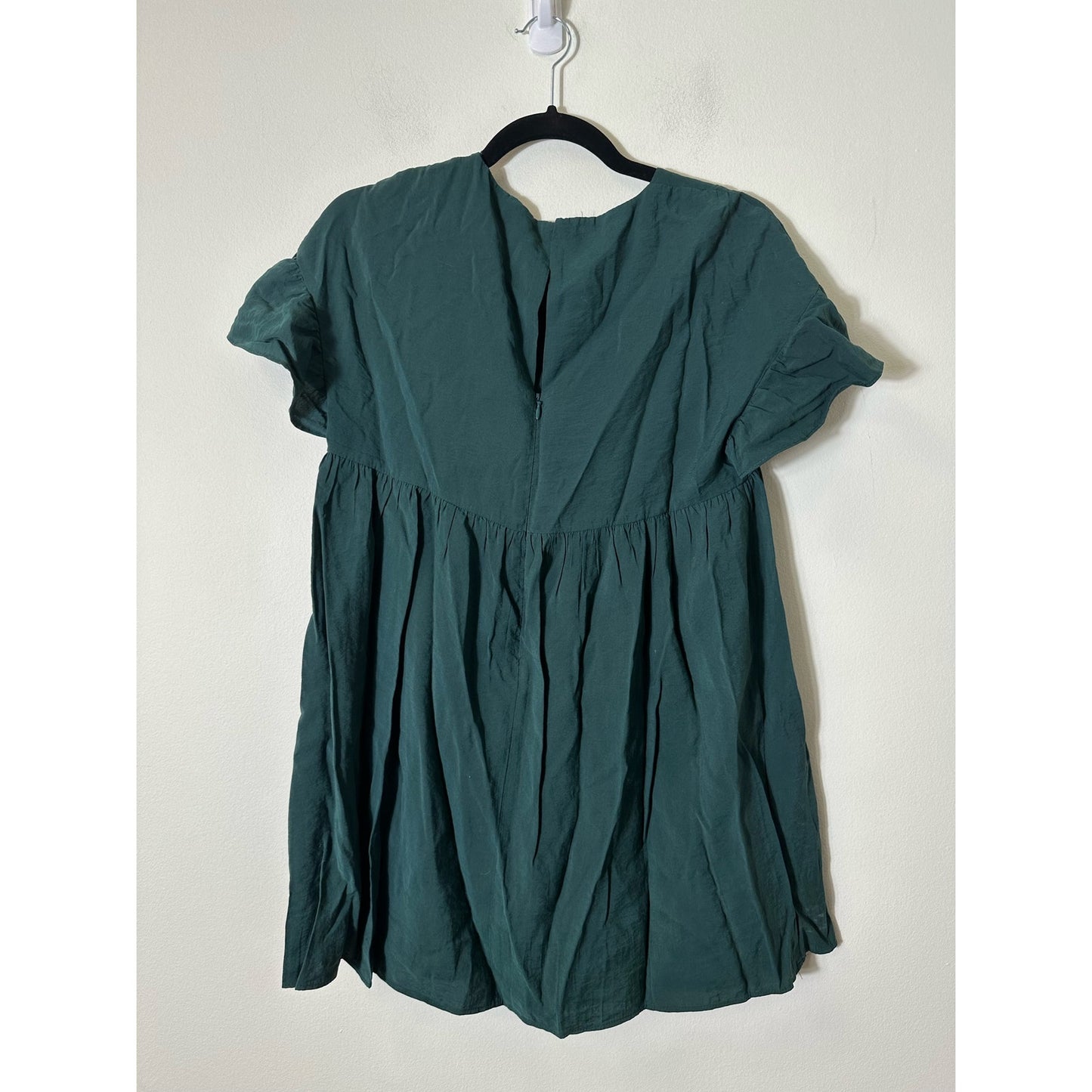 Zara Trf Collection Green Short Sleeve Ruffle Mini Dress Sz S