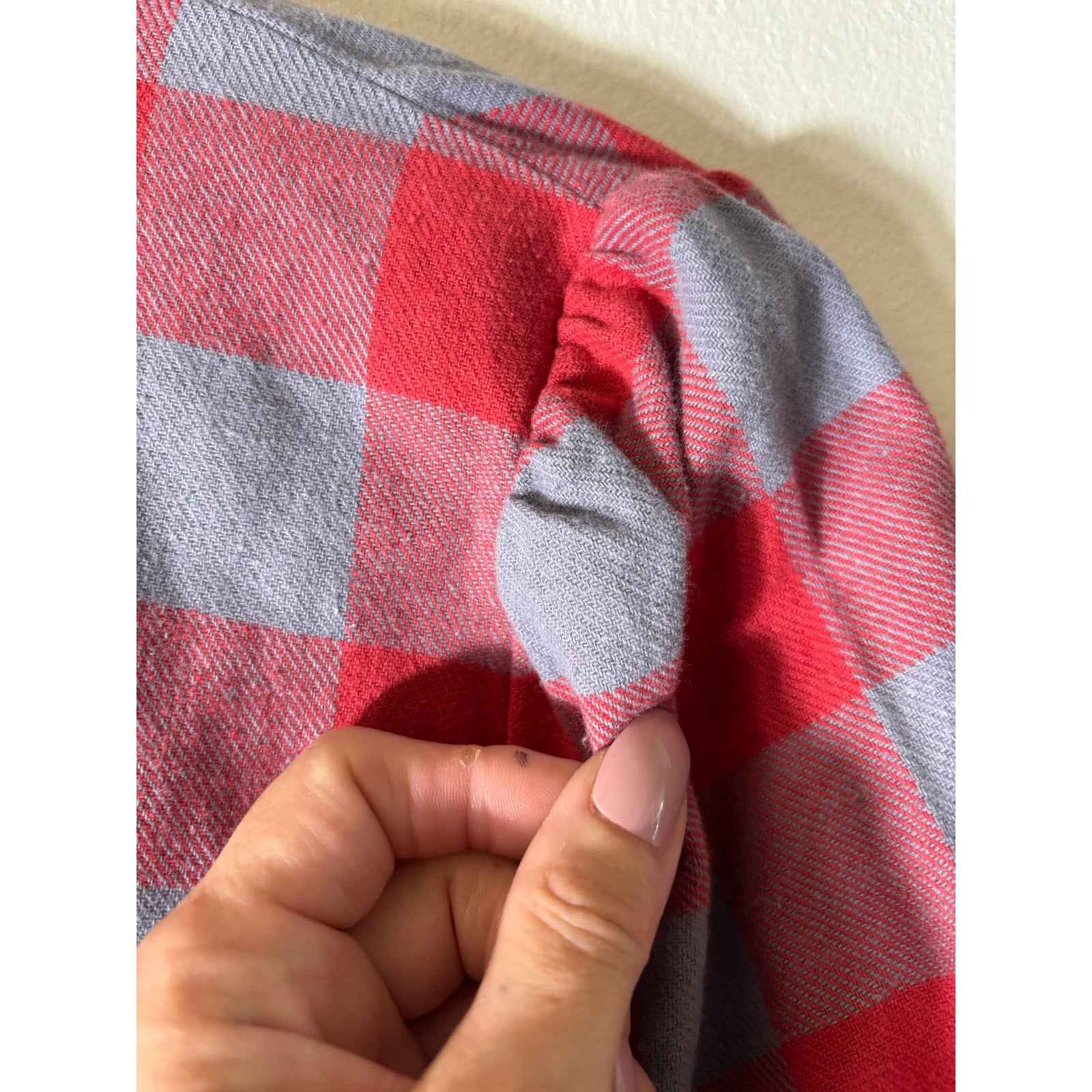 Tuckernuck Gray Red Checked Long Sleeve Cotton Button Up Shirt Sz S
