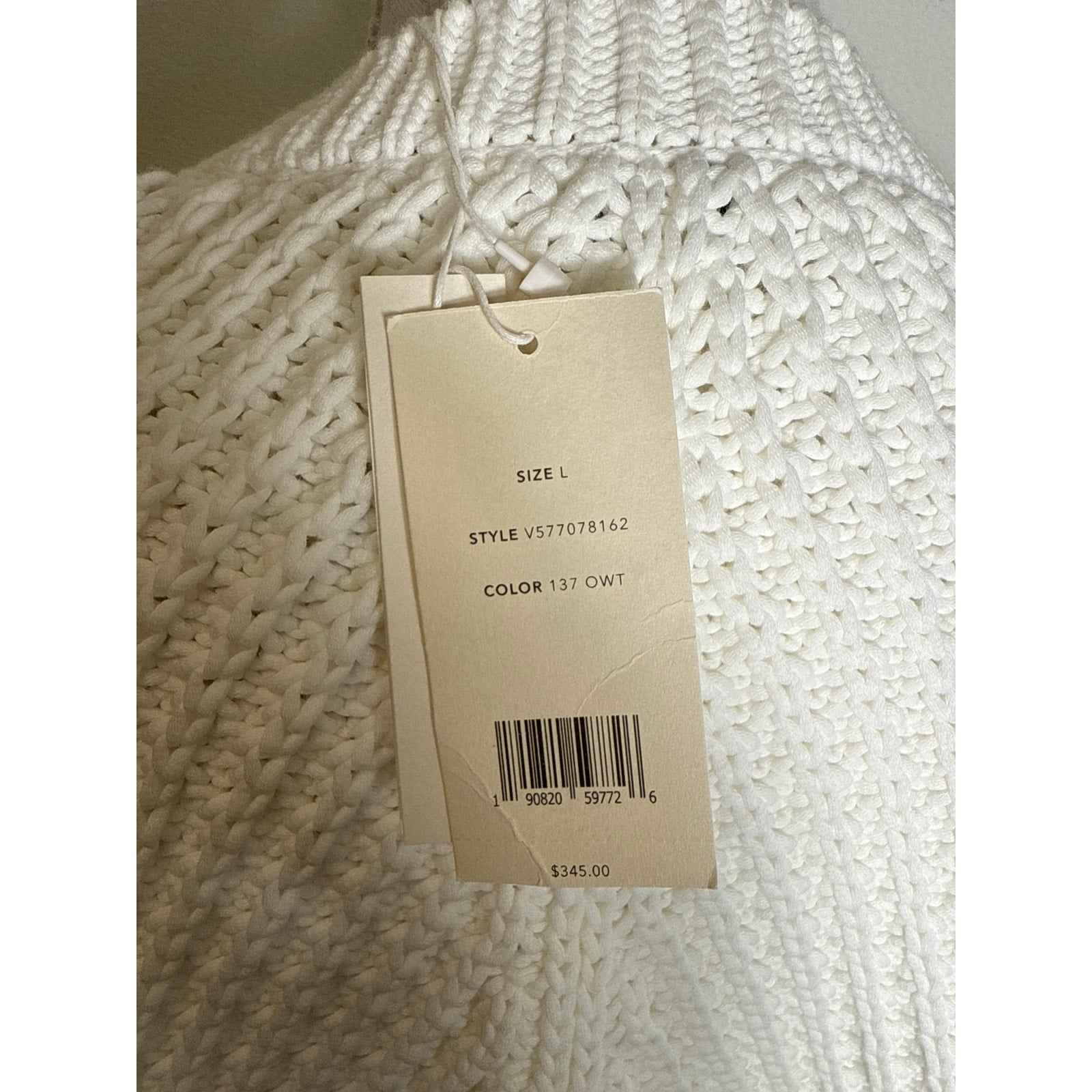 NWT Vince White Large Knit Long Sleeve Sweater sz L