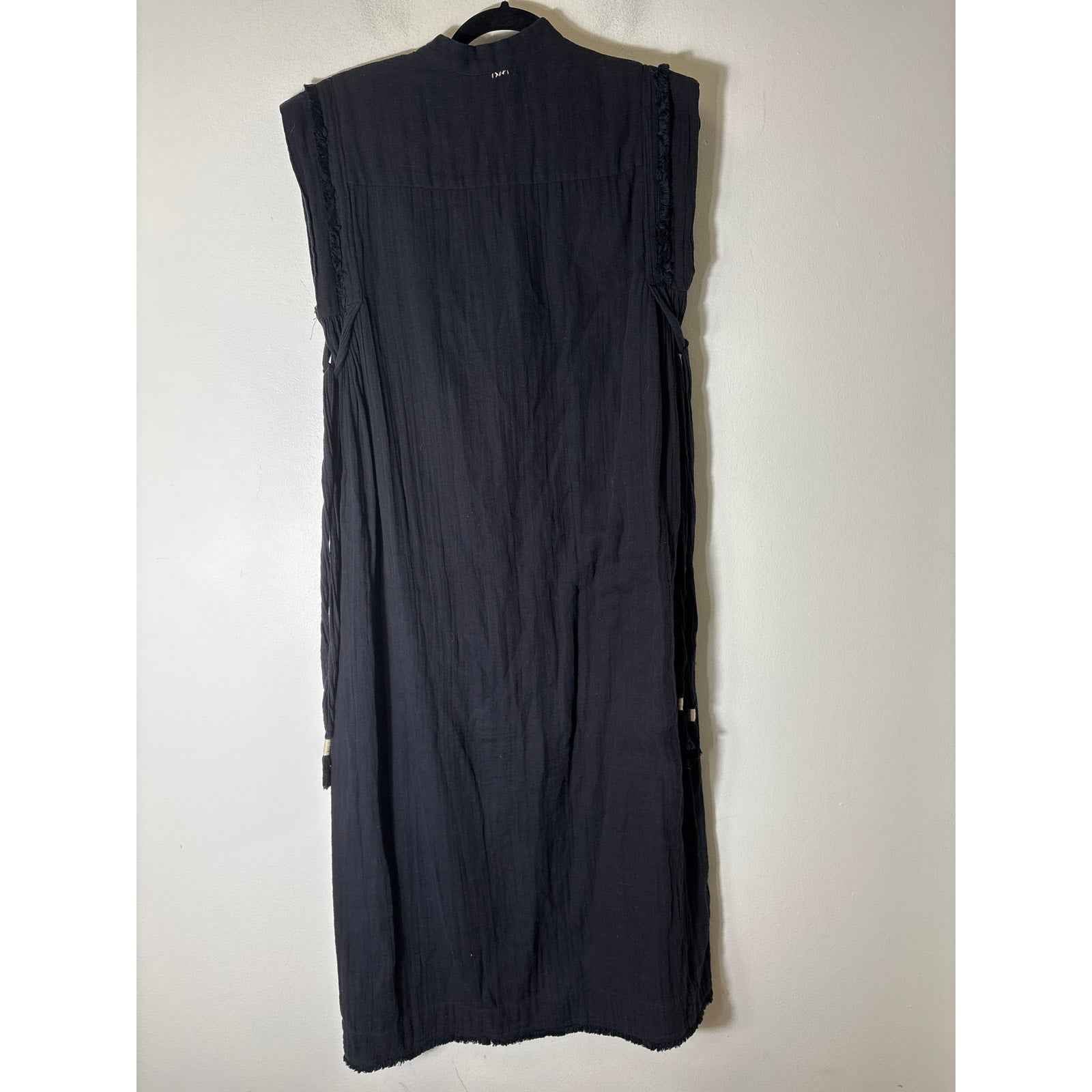 Mirth Black Cap Sleeve V-Neck Cotton Guauze Maxi Dress sz S