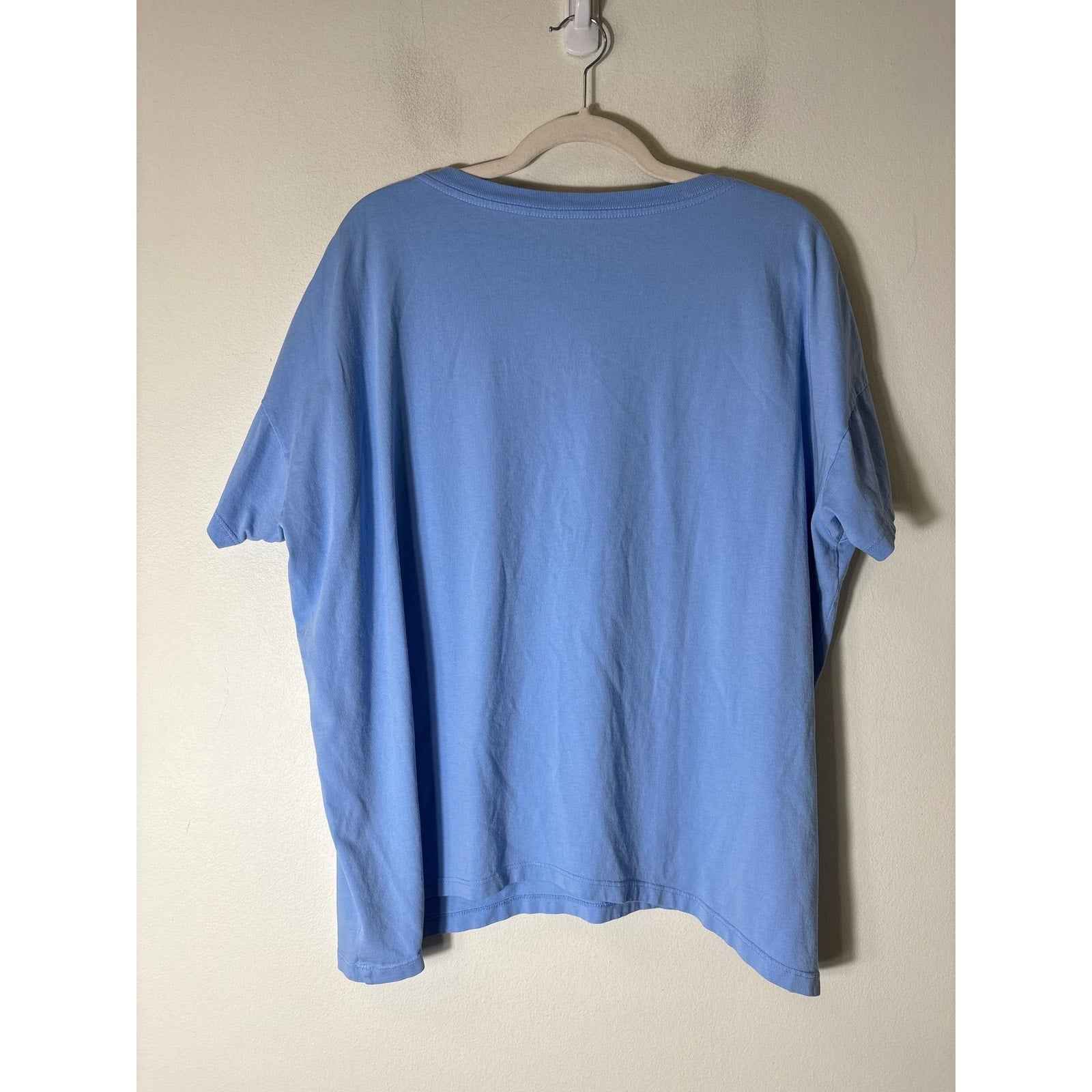 Skargorn Light Blue Boat Neck Short Sleeve Cotton Tee Sz S