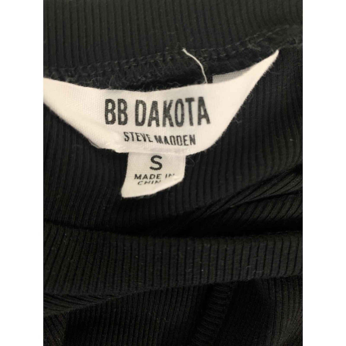 BB Dakota By Steve Madden Black Ribbed Sleeveless Cinched Side Dress Sz S