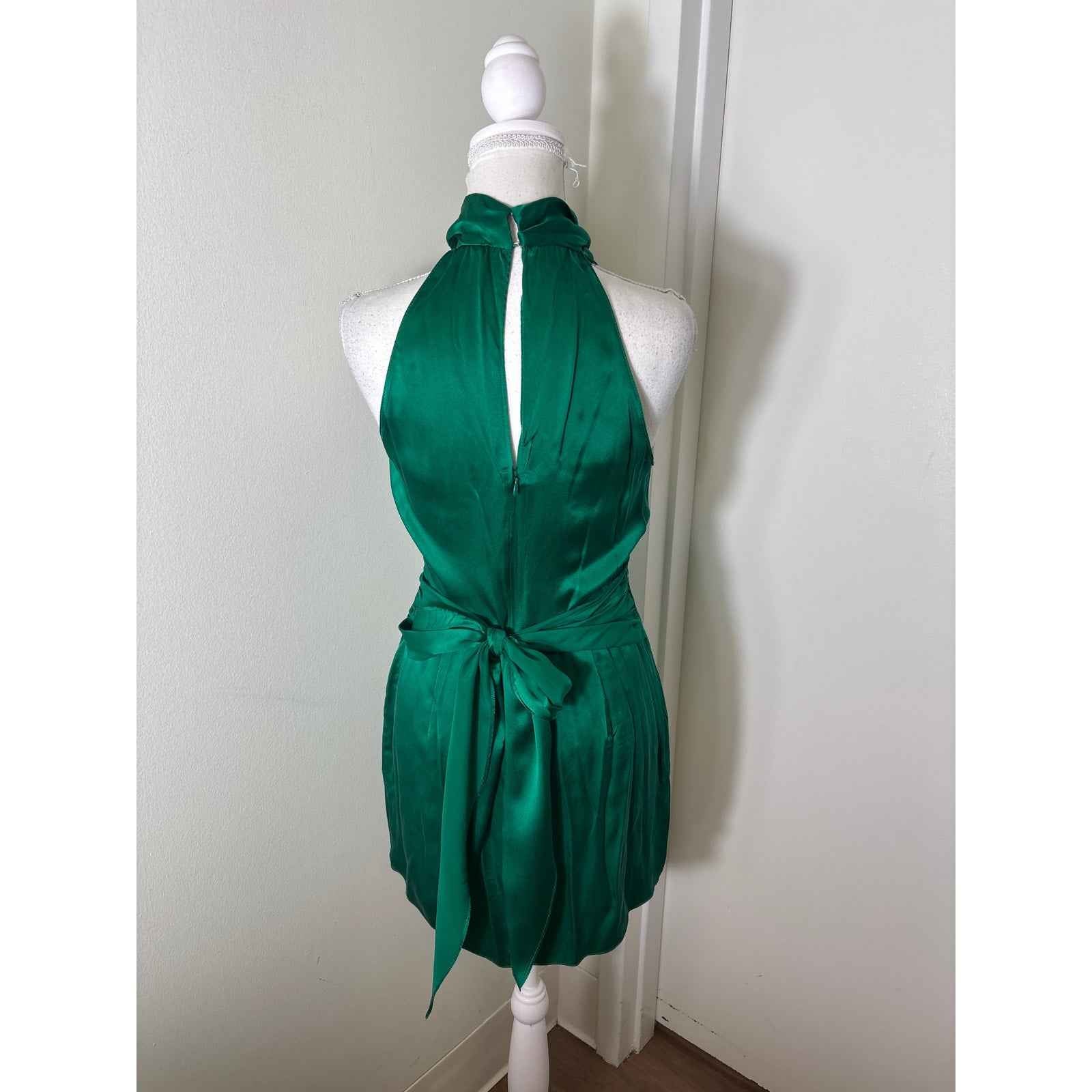 Amanda Uprichard Green Silk Sleeveless Mini Dress Sz S
