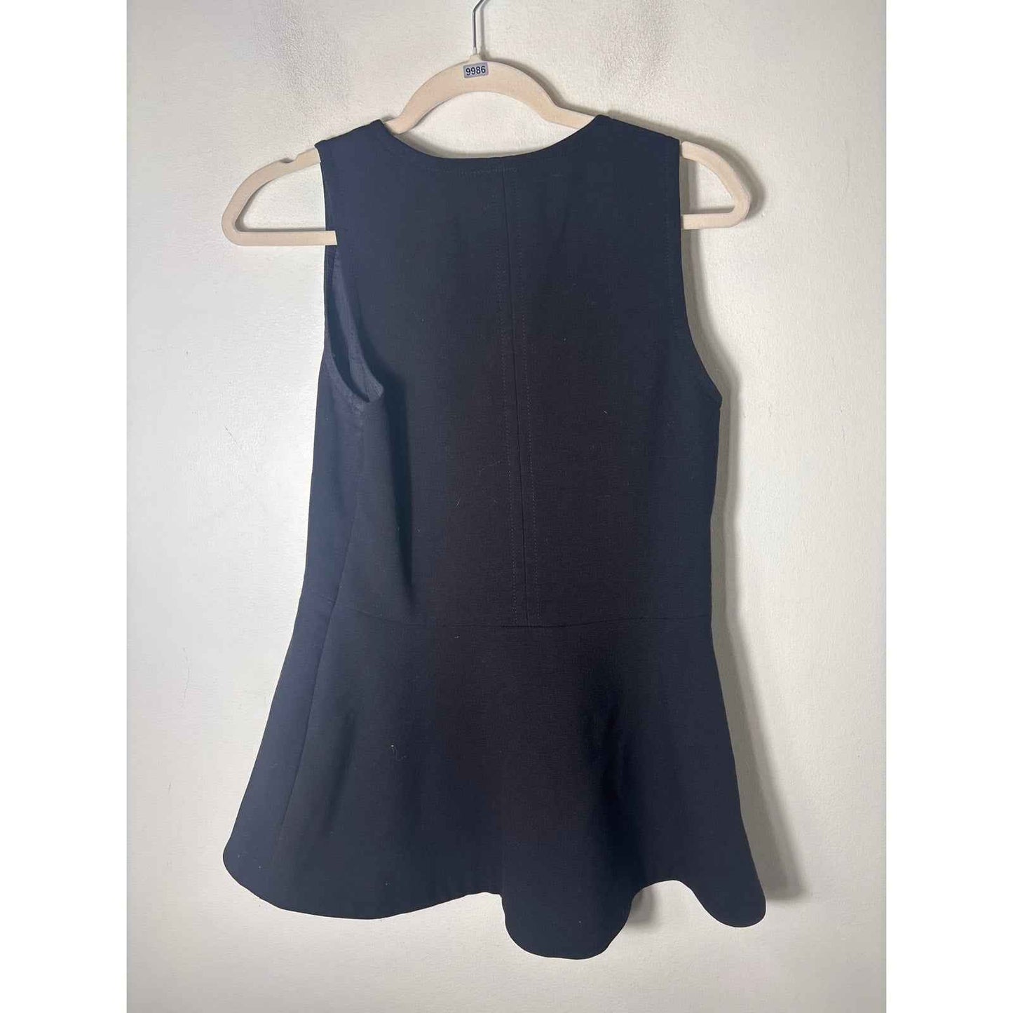 Leifsdottir Black Sleeveless V-Neck Peplum  Top Sz 6