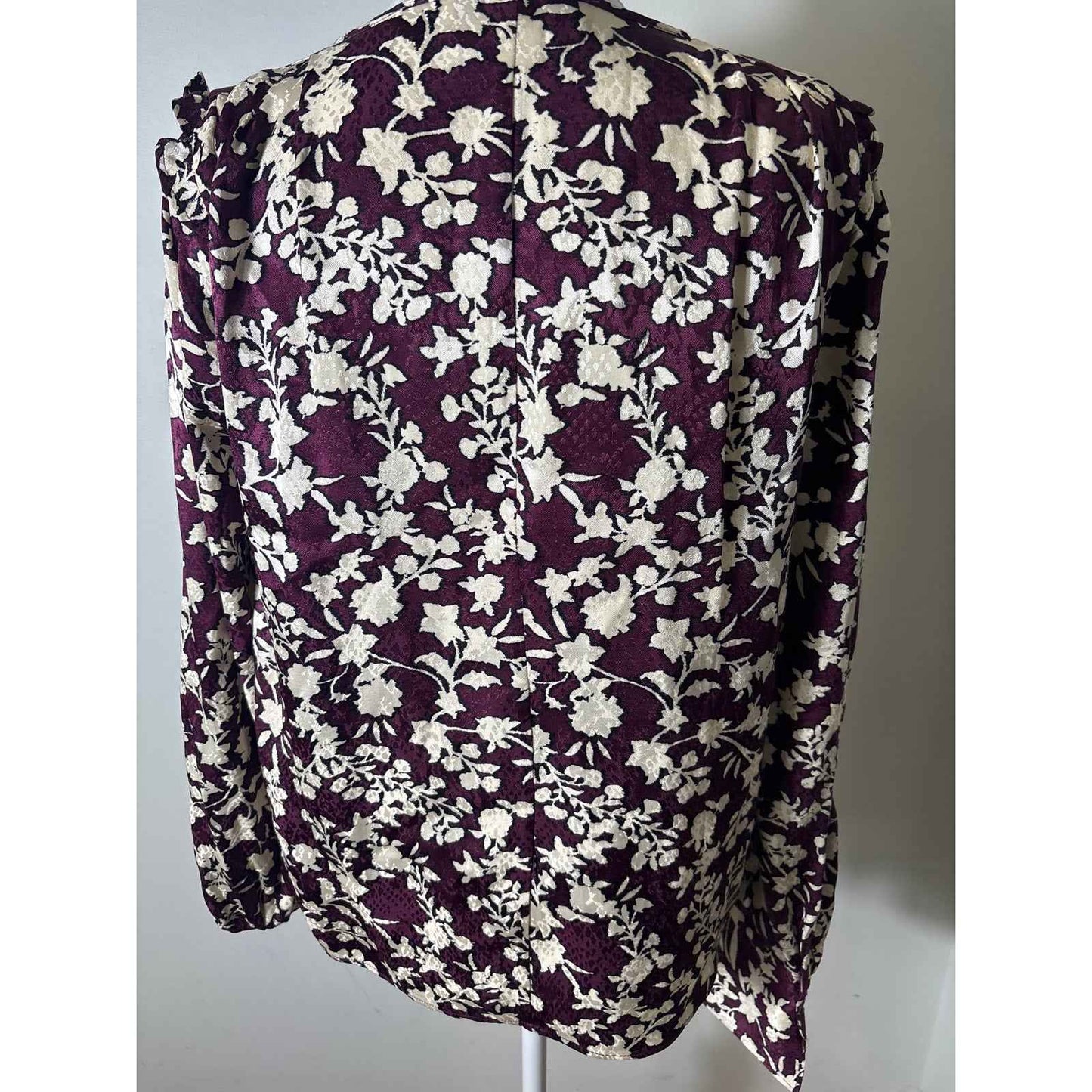 MNG (Mango) Magenta and Off White Long Sleeve Shirt Sz 8