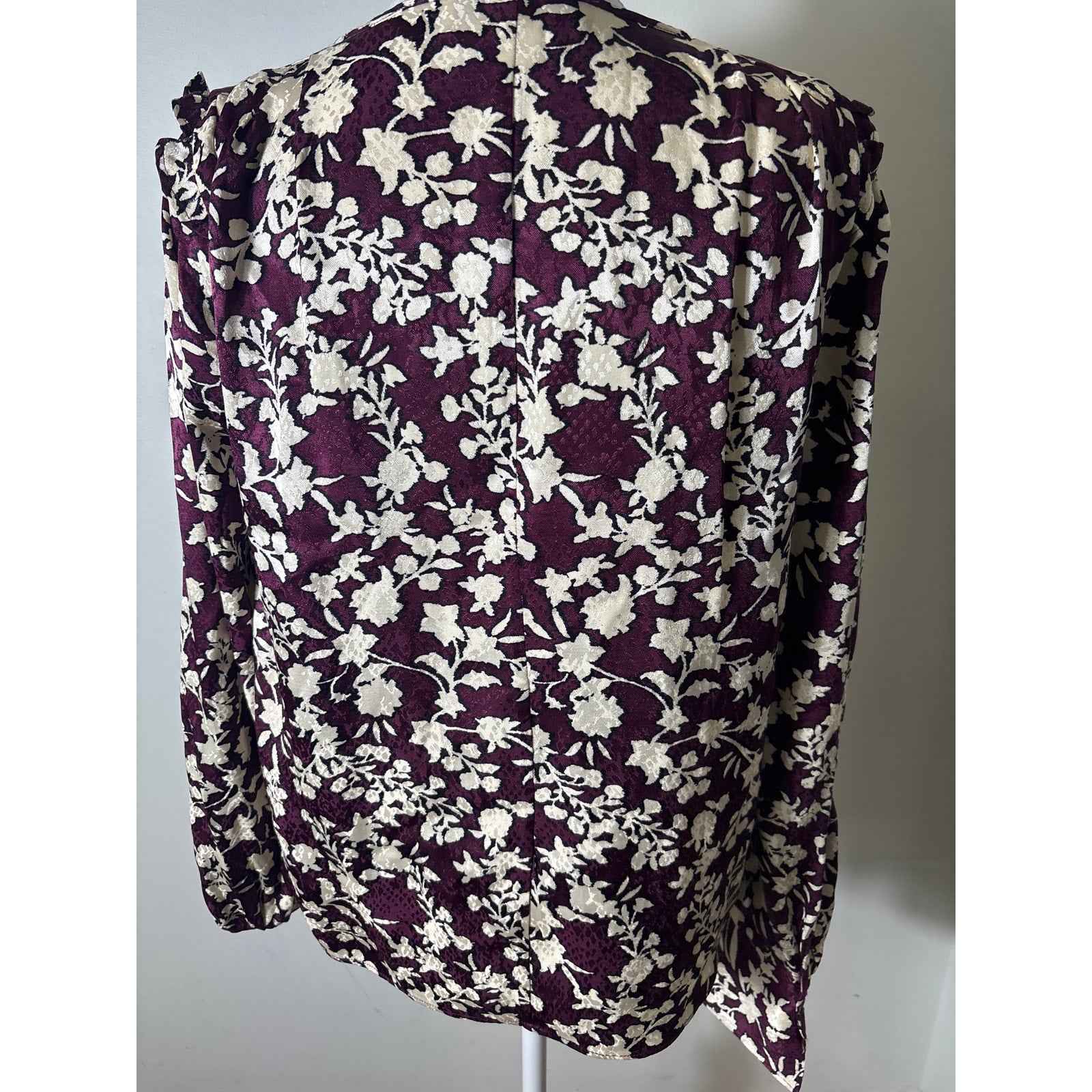 MNG (Mango) Magenta and Off White Long Sleeve Shirt Sz 8