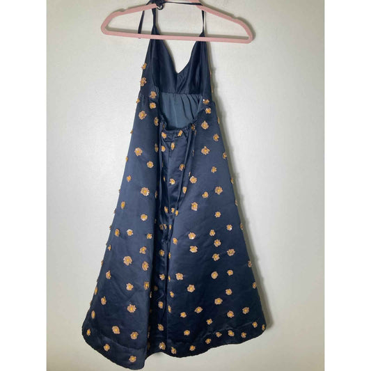 Dhruv Kapoor Navy With Flower Beads Special Occassion Dress Sz 0