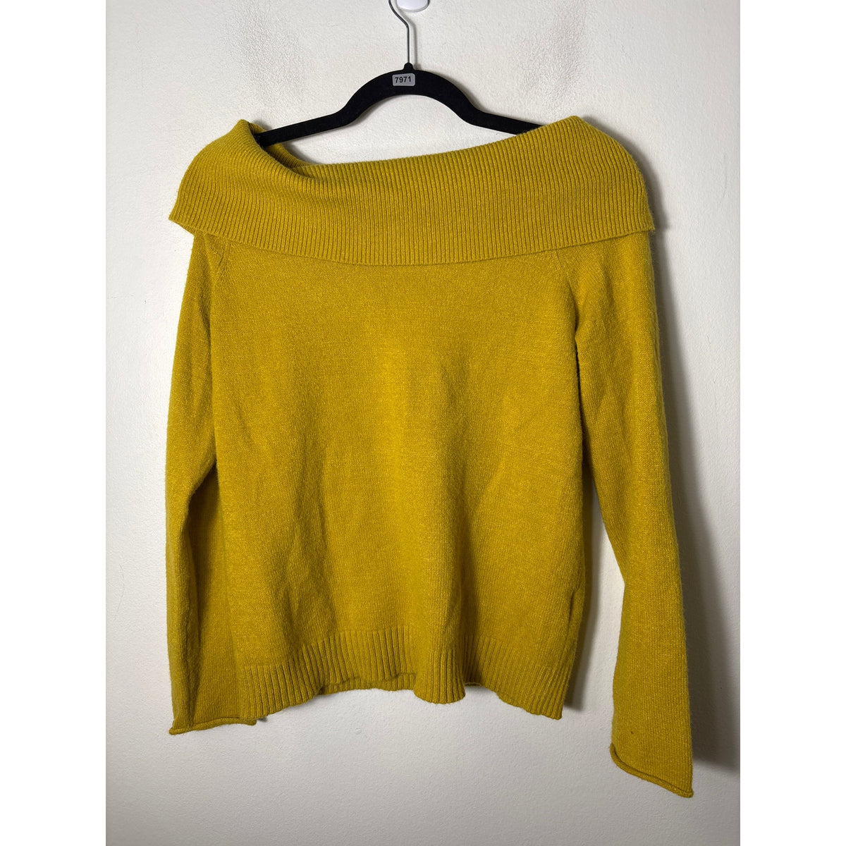 by Anthropologie Mustard Yellow Off The Shoulder Long Sleeve Sweater Sz S