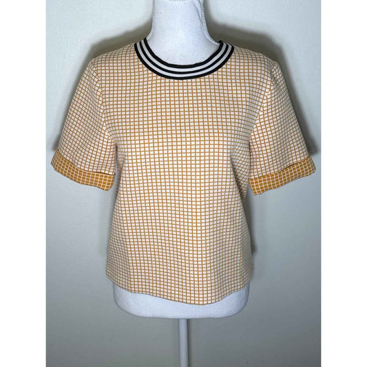 Buru Yellow Windowpane Short Sleeve Top Sz S
