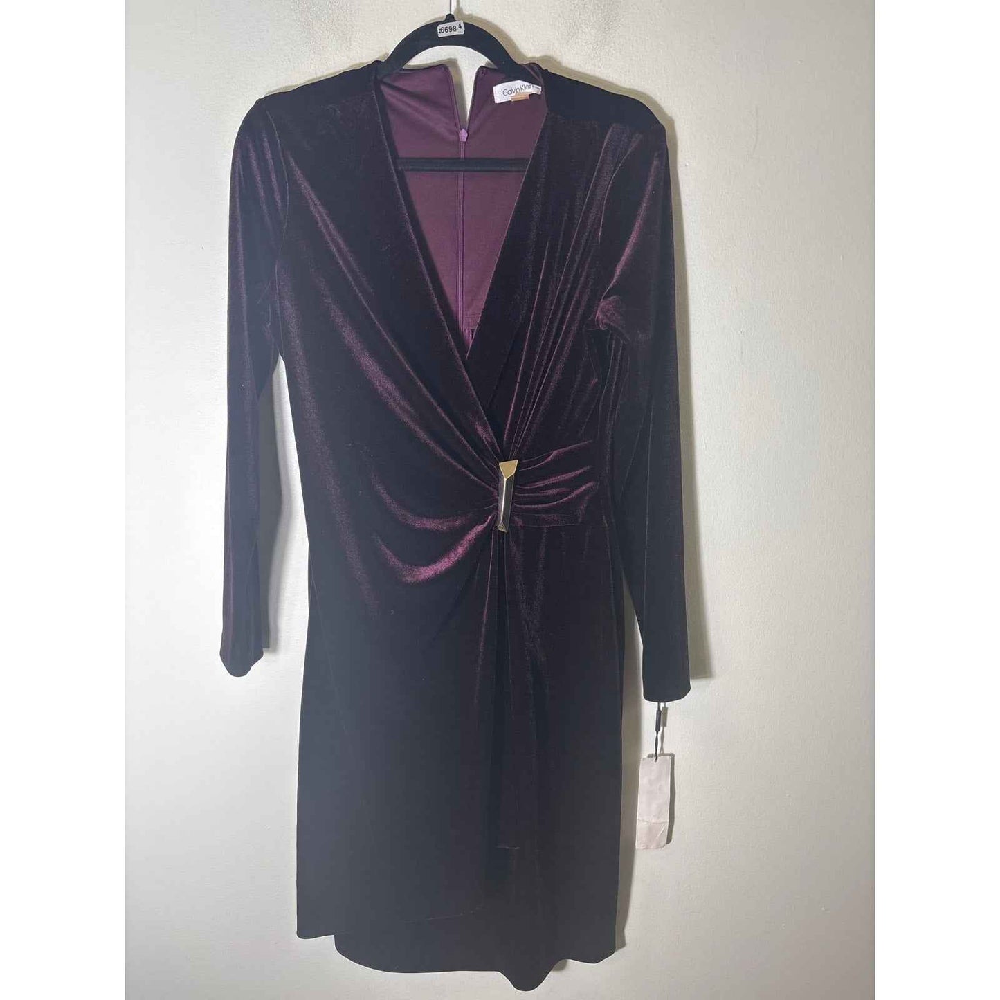 Calvin Klein Eggplant Velvet Cocktail Dress Sz 8