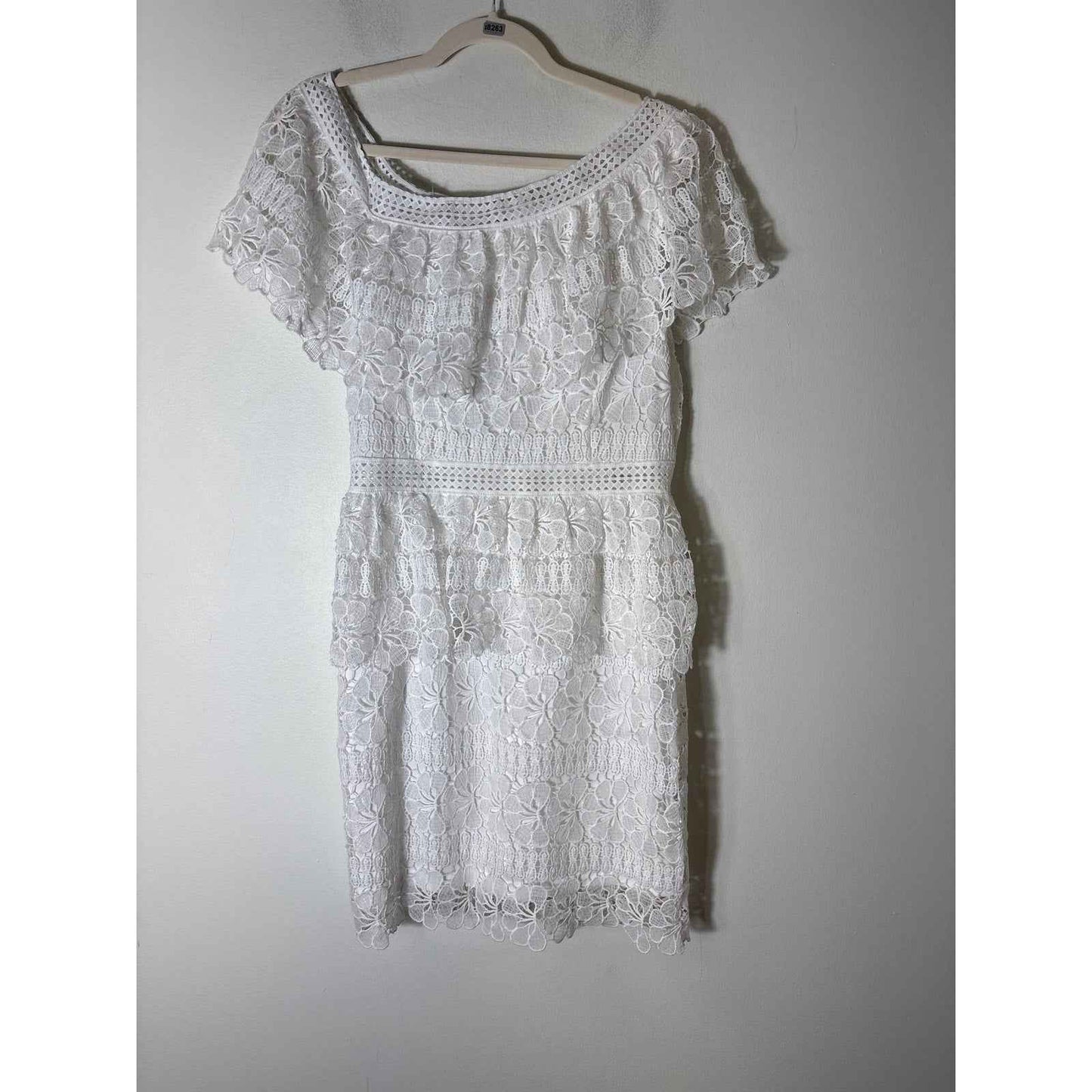 Boohoo Occasion White Lace Off The Shoulder Dress Sz 12