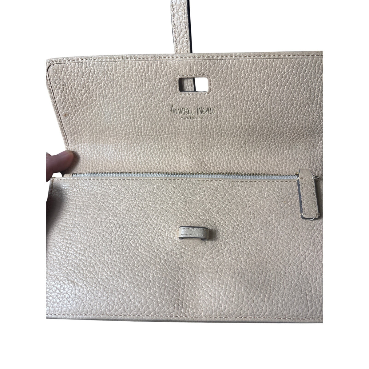 Annabell Ingle Peach Pebbled Leather Clutch