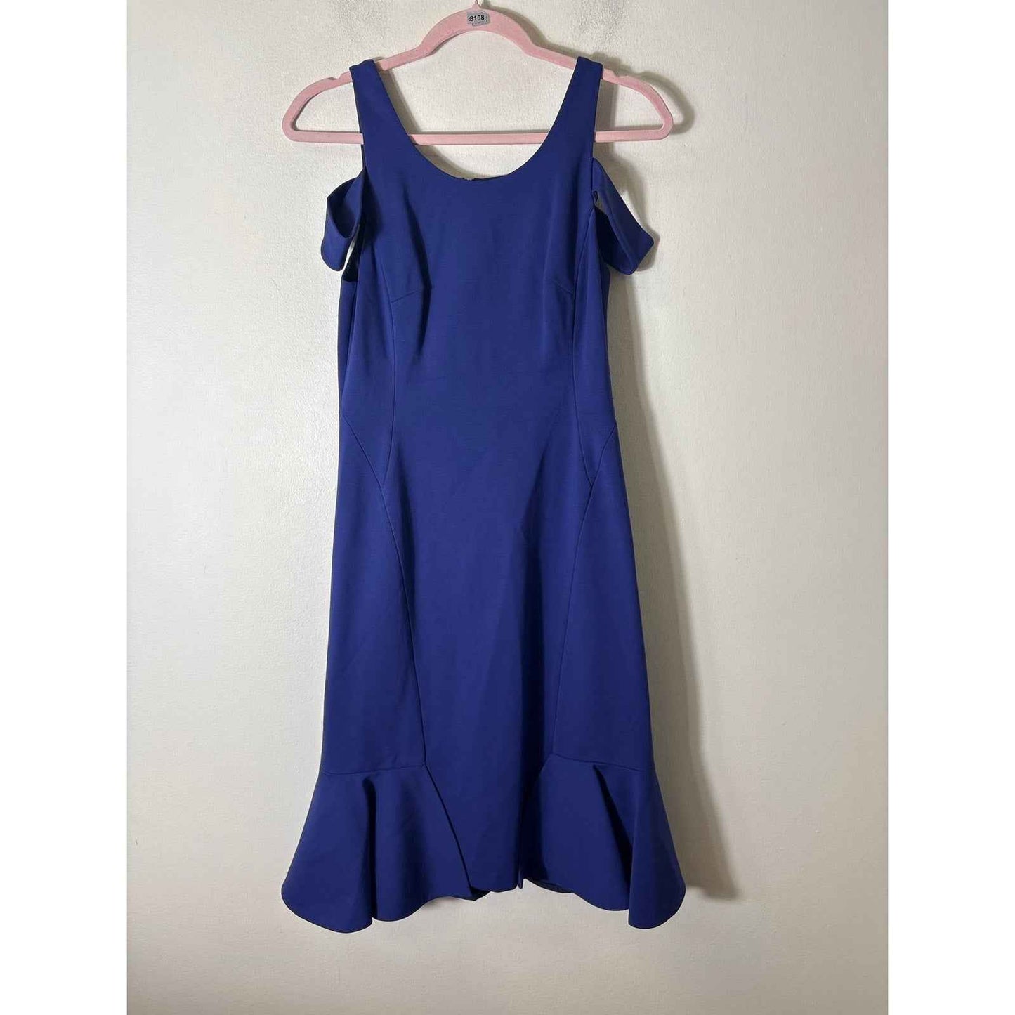 Rebecca Taylor Blue Cold Shoulder Fitted Flare Cocktail Dress Sz 4