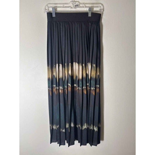 Max Mara Weekend Black Pleated Back Zip Maxi Skirt Sz S