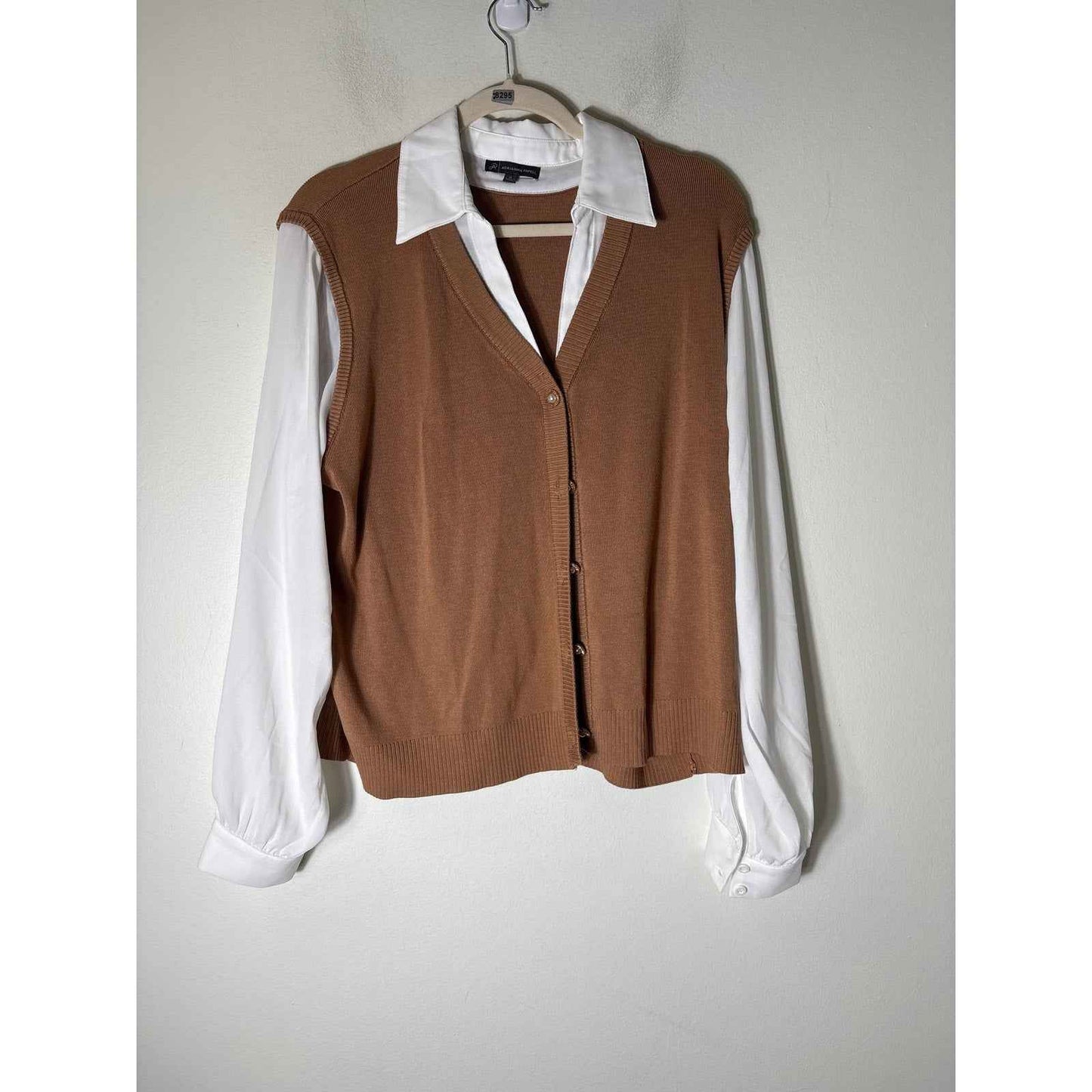 Adrianna Papell Mixed Media Cardigan with Pearl Buttons Sz XL