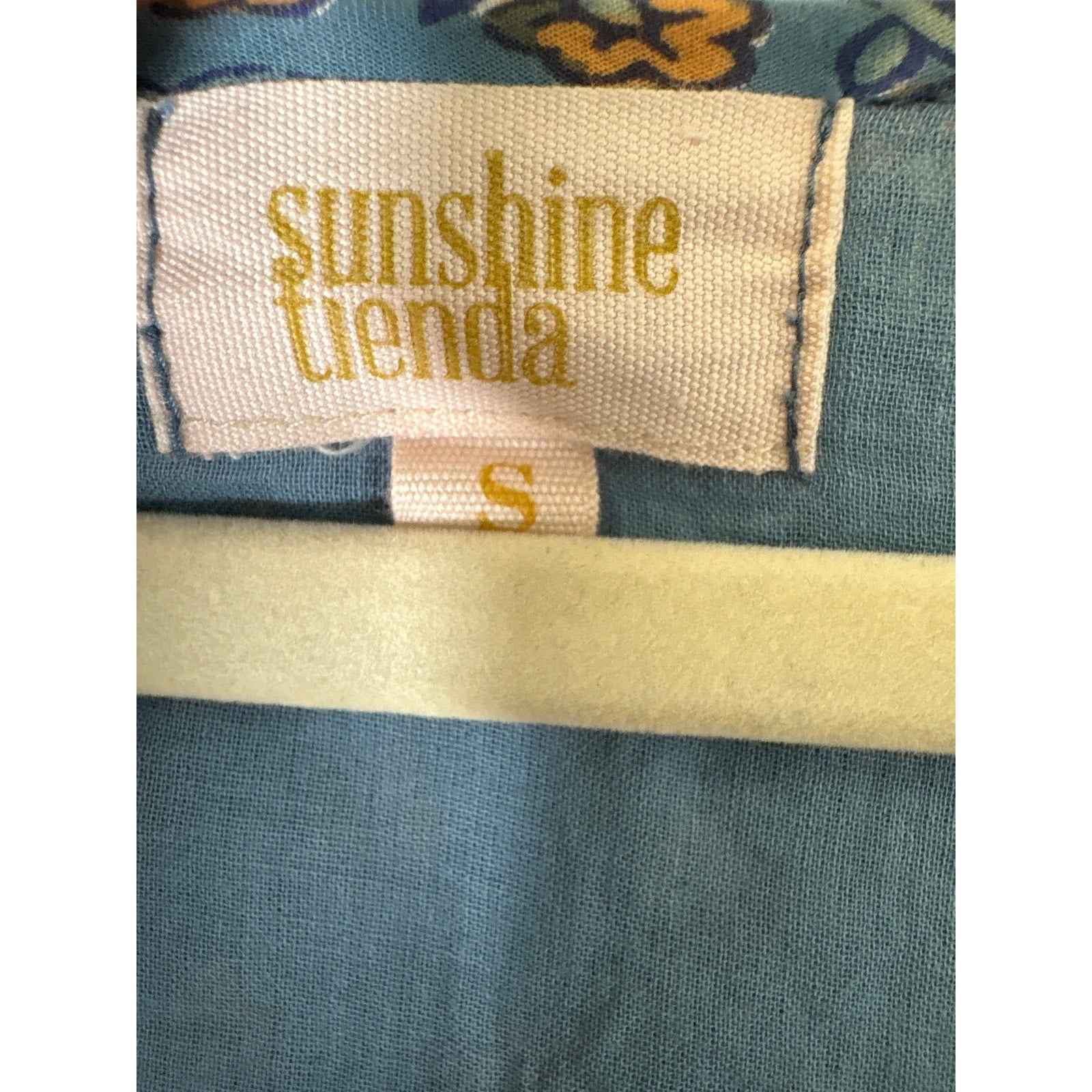 Sunshine Tienda Blue Long Sleeve Cotton Maxi Dress Sz S