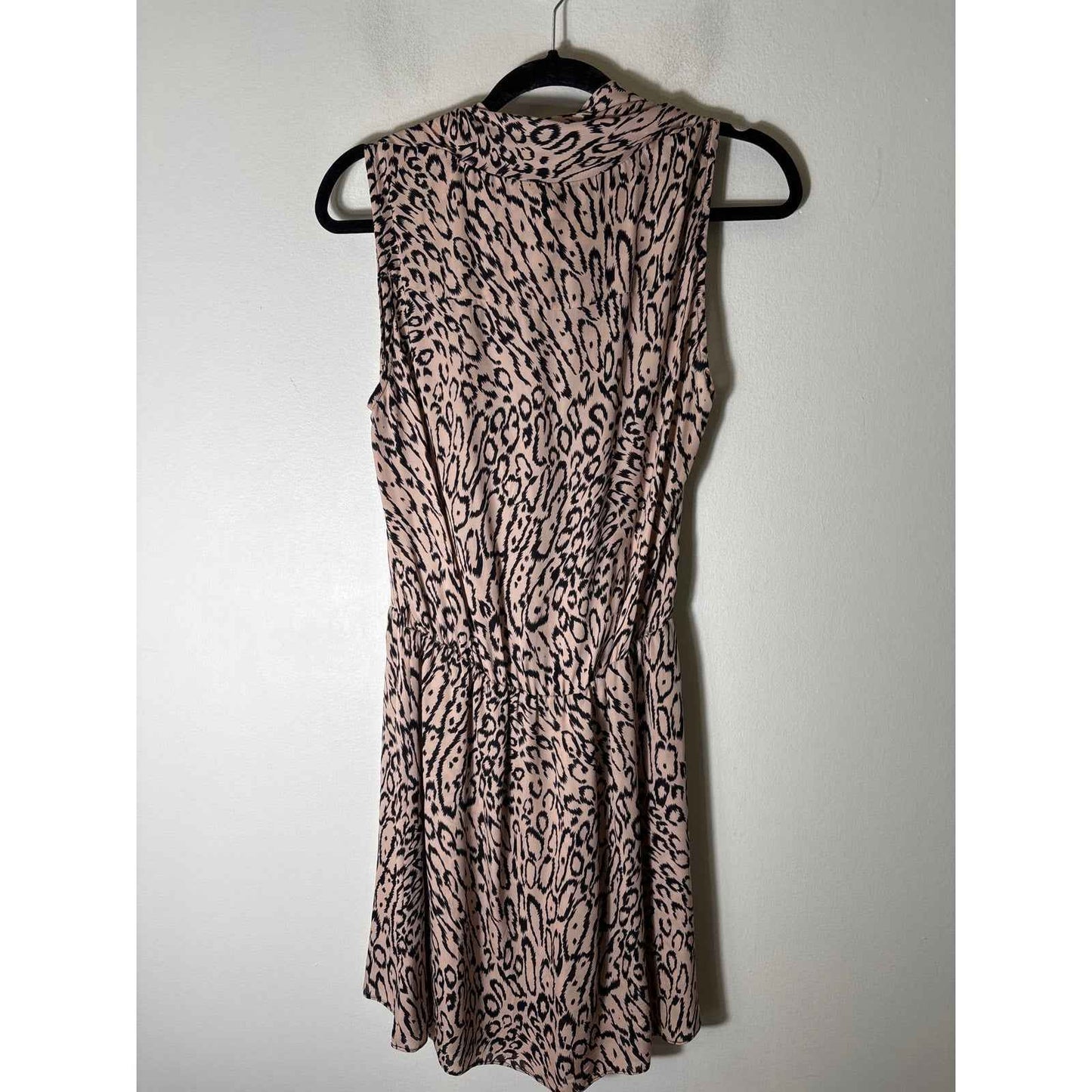 Parker Tan Black Print Silk Sleeveless Knee Length Dress Sz M