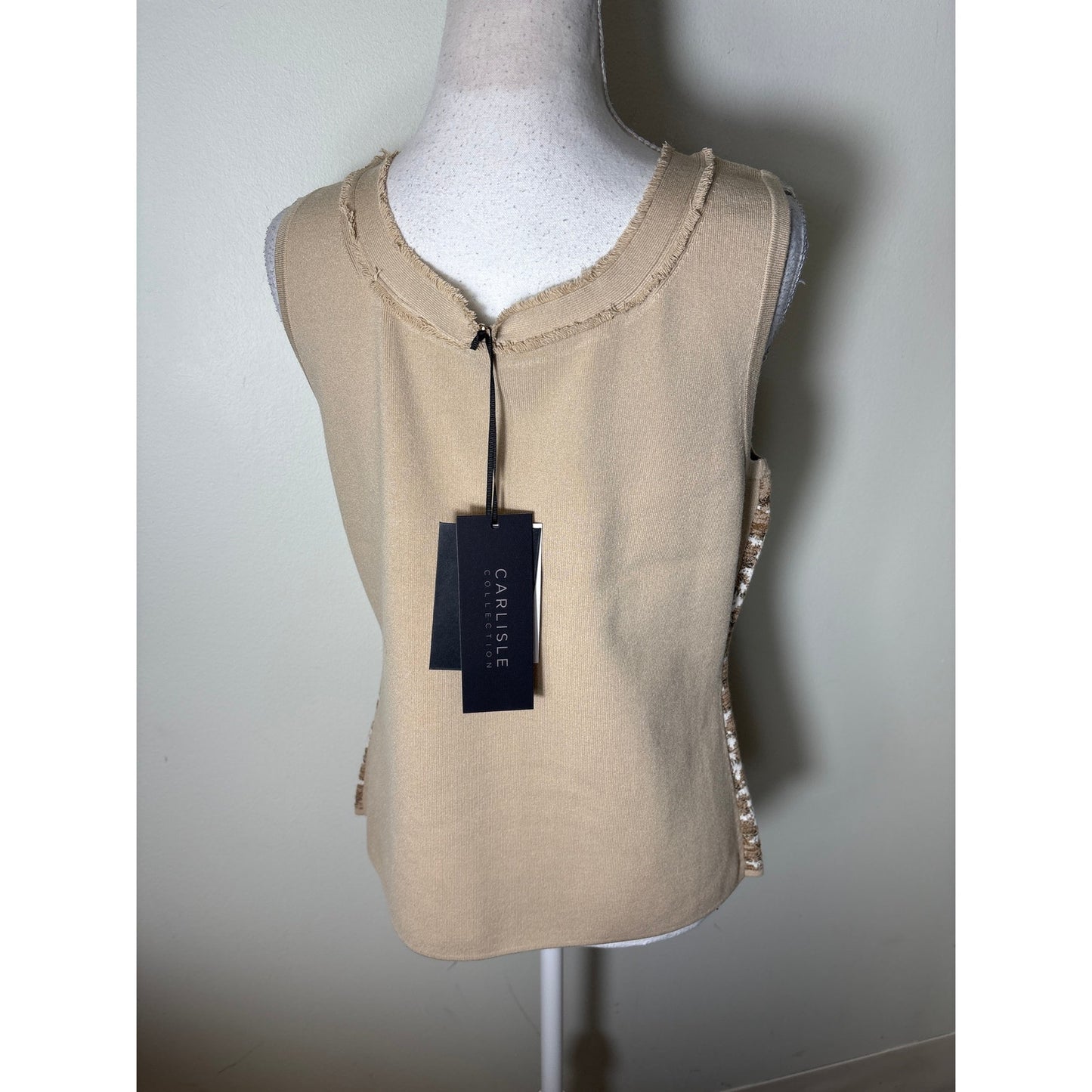 NWT Carlisle Tan Fringed Trim Top Sz M and Jacket Sz S