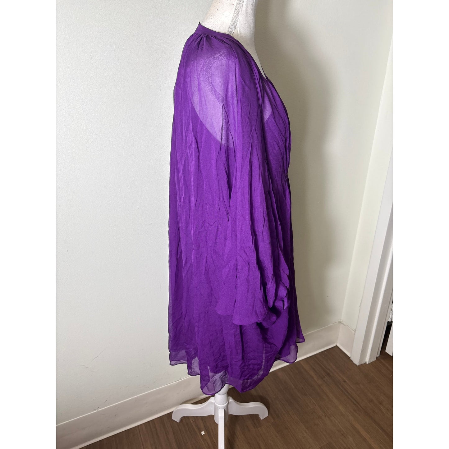 Diane Von Furstenberg Vintage Purple V-Neck Special Occasion Cape Dress Sz 12