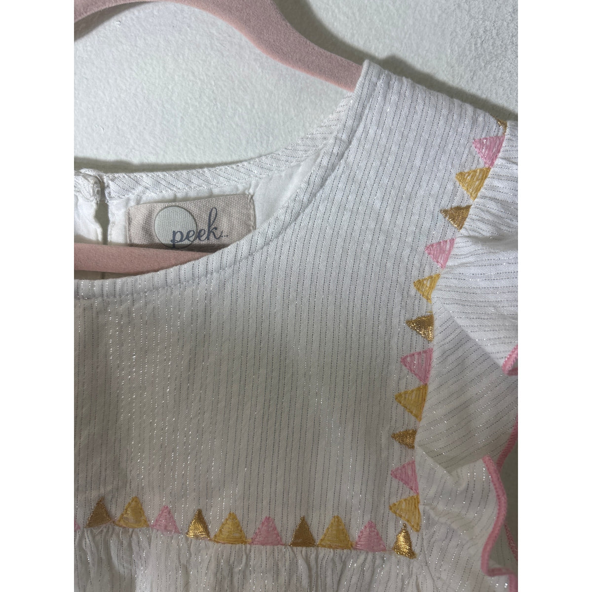 Girls Peek...Kids White Flutter Sleeve Cotton Top Sz 12