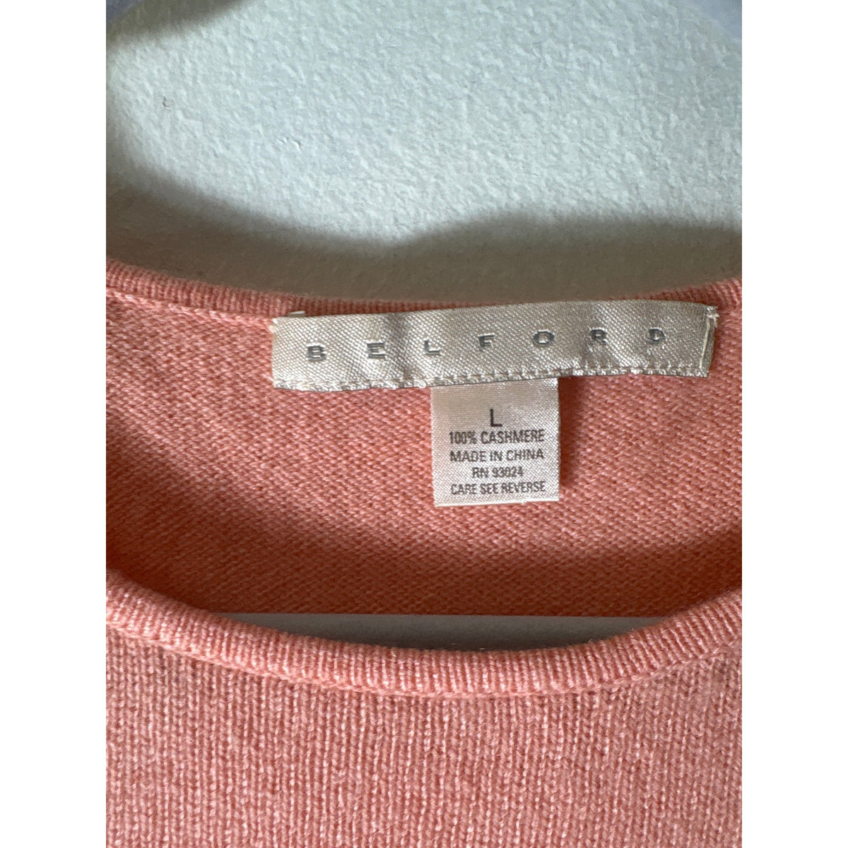 Belford Peach Long Sleeve Cashmere Sweater Sz L