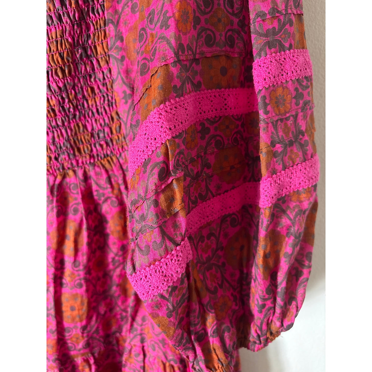 The Odells Dark Pink Square Neck 3/4 Sleeve Midi Dress Sz 2X