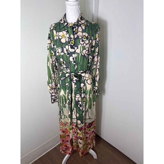 Smythe Tailored Shirt Dress Garden Floral Sz S