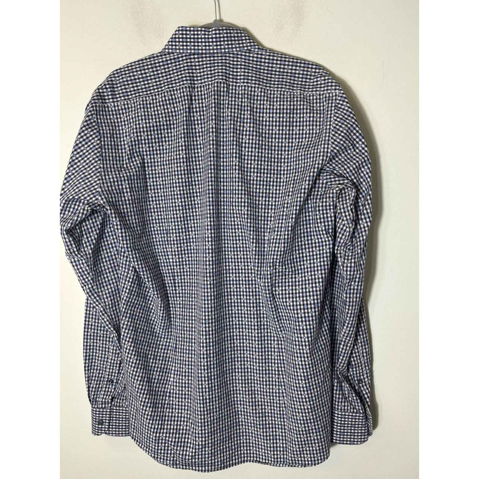 Men's Sand Copenhagen Blue Check Long Sleeve Cotton Button Down Shirt Sz 42
