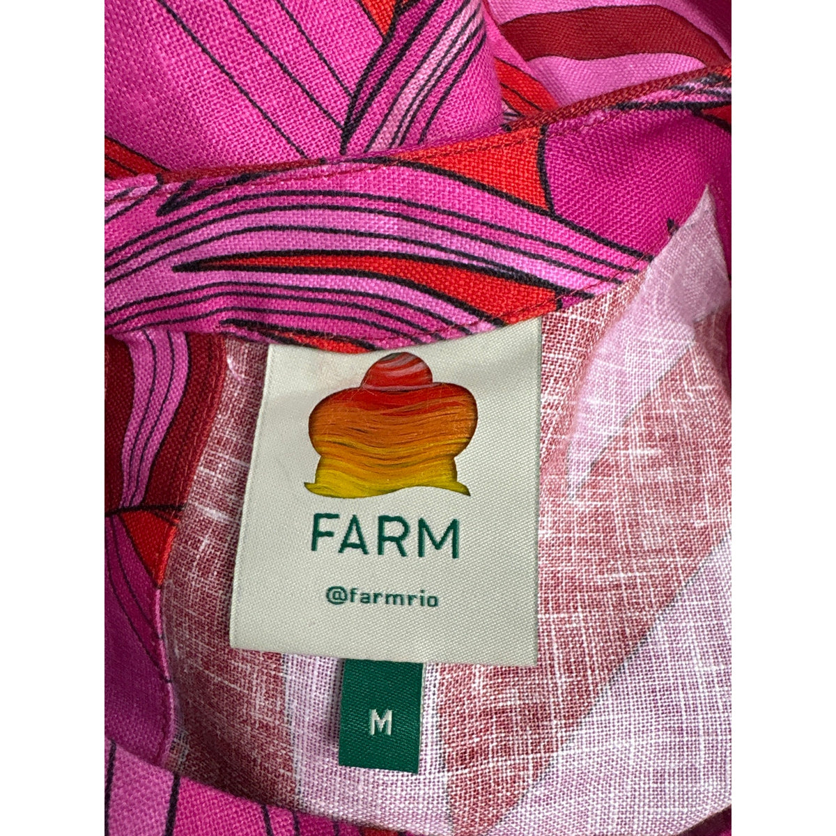 Farm Rio Hot Pink Retro Linen Sarong and Top Set
