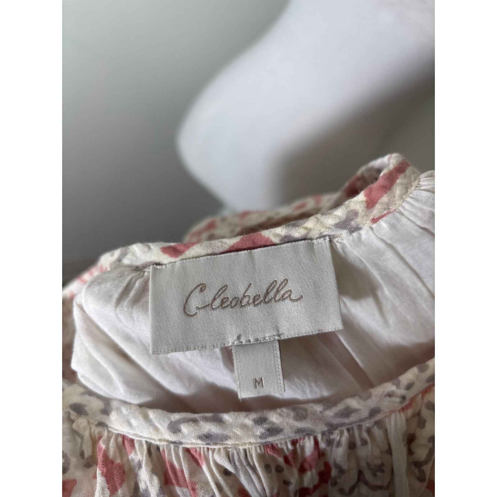 Cleobella Rose Gray Puff Sleeve Cotton Babydoll Dress Sz M