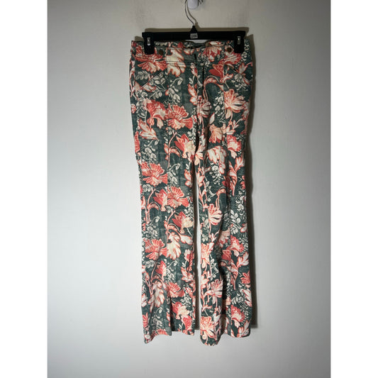 Pilcro Green Orange Floral Jeans Style Bootcut Pants Sz 25