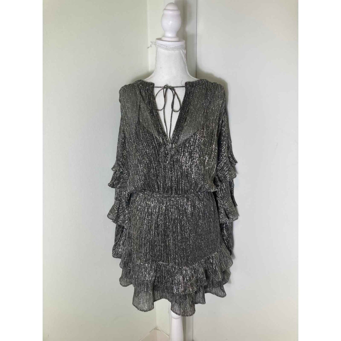 IRO Gold Ruffled Party Dress Sz 34 (M)