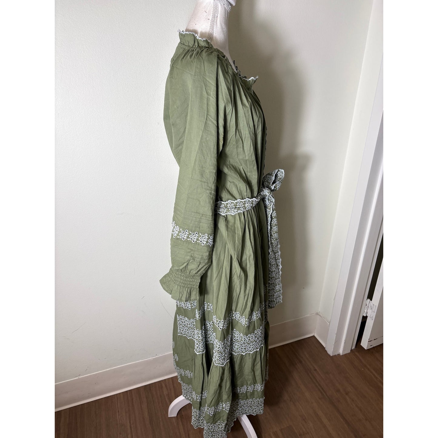 NWT Baybala Chartreuse Long Sleeve Cotton Maxi Dress Sz L