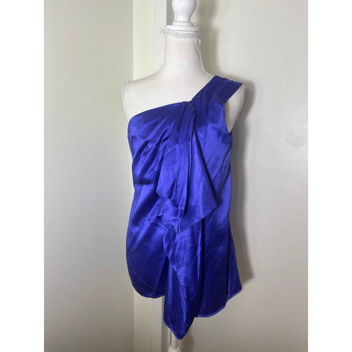 Poleci Bright Purple One Shoulder Silk Special Occasion Top Sz 8