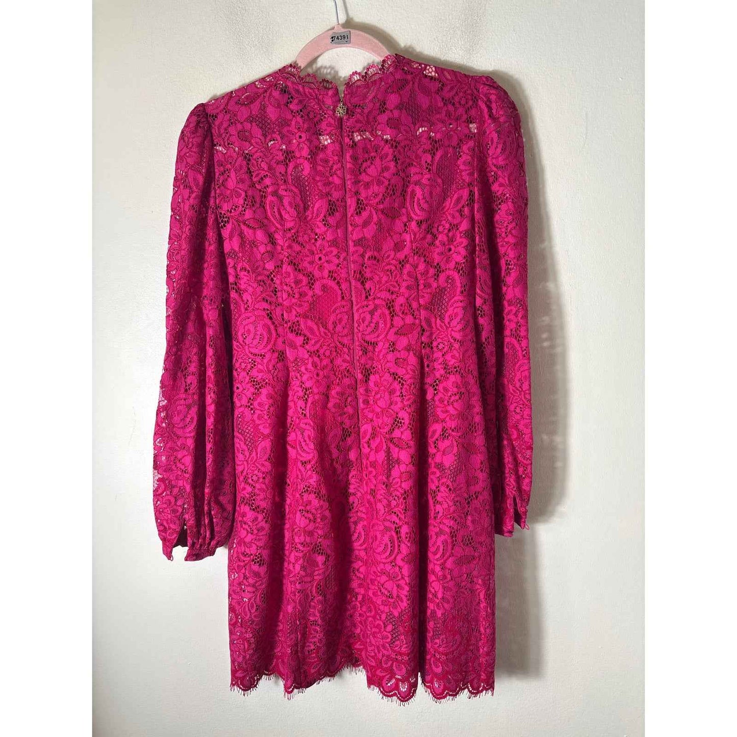 Kate Spade Hot Pink Long Sleeve Lace Mini Dress Sz 2