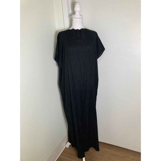 Cos Black Crinkle Maxi Dress Sz 6