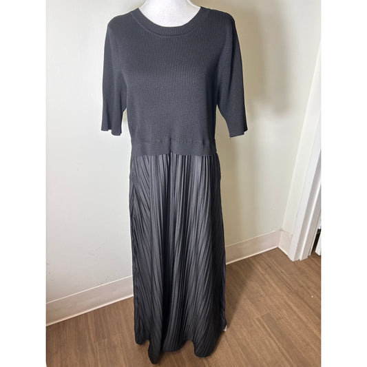 Nanette Lepore Black Half Sleeve Mixed Media Maxi Dress Sz L