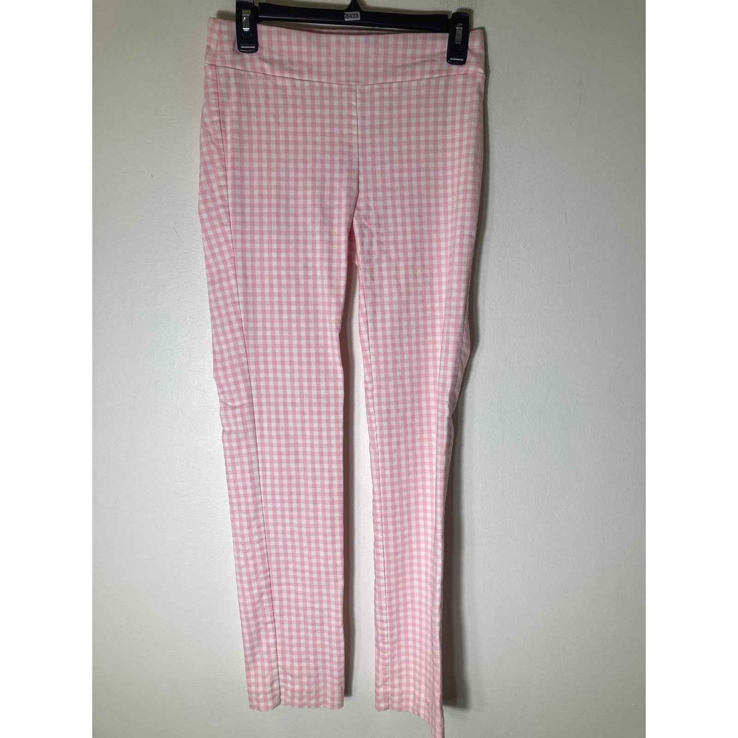 J. McLaughlin Pink Checked Pull On Skinny Ankle Pants Sz 4